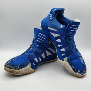 Adidas‎ Mens Dame 6 White Blue Lace-Up Low Top Sneakers FU6809 Shoes Size 13